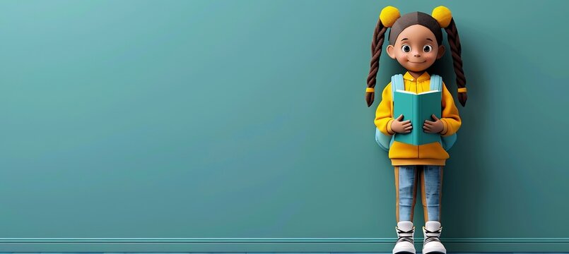 Creativity shines a 3D comic teacher design with oversized books and chalkboard graffiti offering a dynamic classroom theme with space for educational content