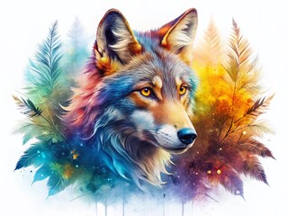 Naklejka premium Vibrant Watercolor Animal Texture Background Design - Double Exposure Stock Photo
