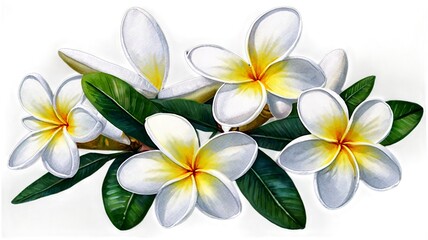 Obraz premium Minimalist watercolor frangipani flowers floating on water.