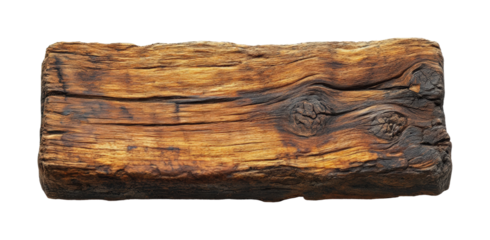 Nature's beauty wooden log close-up. Isolated on transparent background, png.