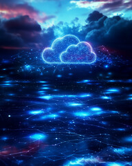 night sky with cloud computing concept