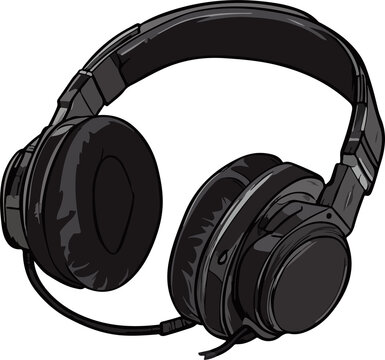 recommend clip art: Illustration of Black Over-Ear Headphones