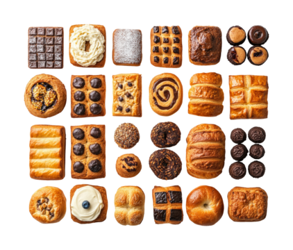 Culinary delight pastry showcase. Isolated on transparent background, png.