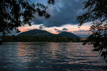 sunset over the lake
