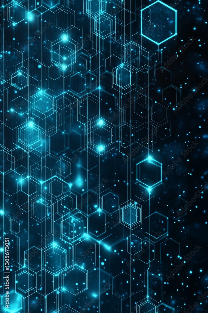 Poster dark futuristic digital background with glowing blue streaks, symbolizing cyber technology, artifici