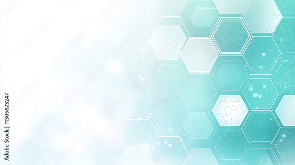 Aufkleber digital blue hexagonal background with glowing light effects, representing high-tech innovation, artificial intelligence, and cyber connectivity, Generative AI