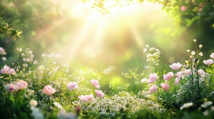Beautiful garden with colorful flowers.