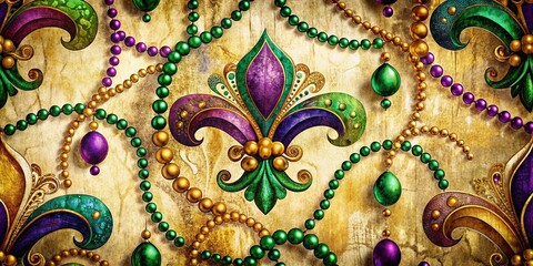 Vintage Mardi Gras: Organic Shapes & Modern Patterns - Stock Photo