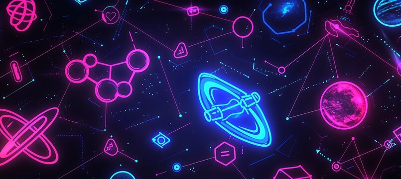 Circuitlike patterns a techinspired design connect STEM and art tools celebrating progress and digital learning with ample space for creative content