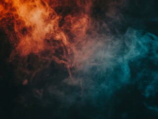 Colorful smoke illuminated against a dark background with an abstract design