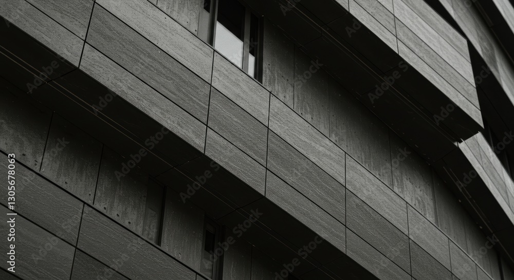 Poster modern architectural facade with geometric patterns and minimalist design