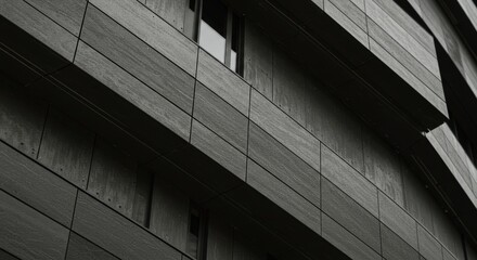 Obraz premium Modern architectural facade with geometric patterns and minimalist design