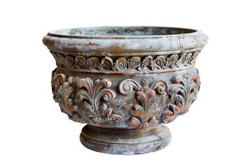Lush Ornate Garden Pot Ideal for Outdoor Spaces Isolated on Transparent Background