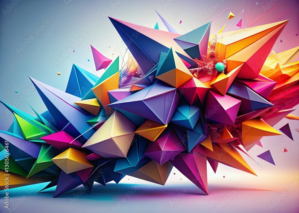 Poster vivid abstract geometric shapes background - colorful dynamic design