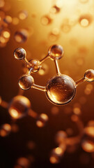 Molecules forming complex structure in golden light