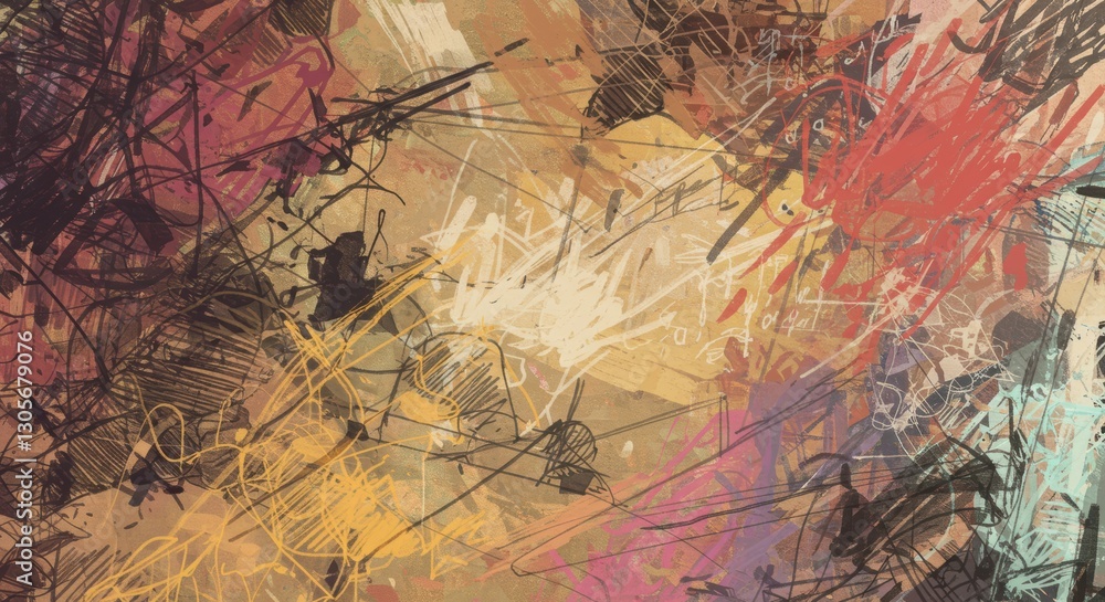 Poster dynamic abstract expressionism: bold chaotic brush strokes in multicolor artistic composition