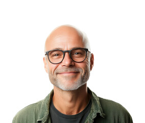 Obraz premium Smiling person in studio portrait joy. Isolated on transparent background, png.