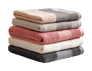 Soft indoor towel stacking display. Isolated on transparent background, png.