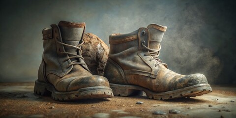 Weathered Work Boots Still Life: Surreal Photography