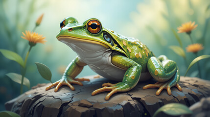 Fototapeta premium Beautiful outdoor frog isolated vector illustration