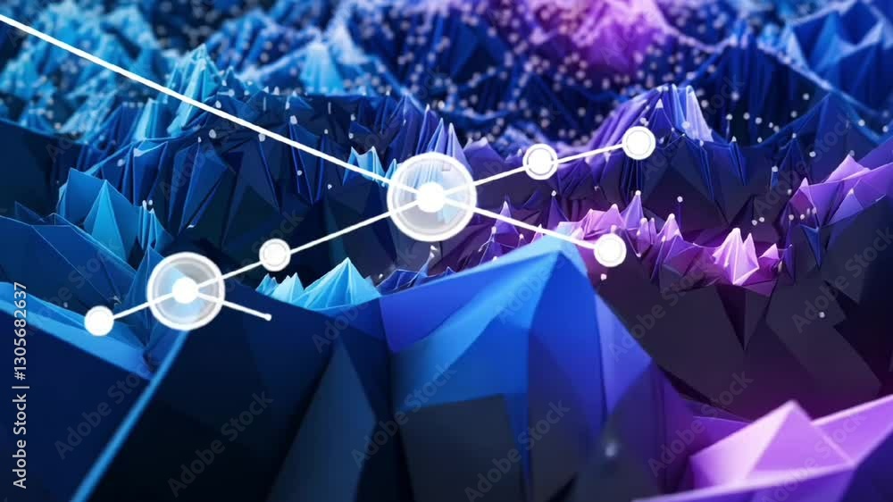 Aufkleber 3d digital network with glowing connection nodes in blue futuristic environment