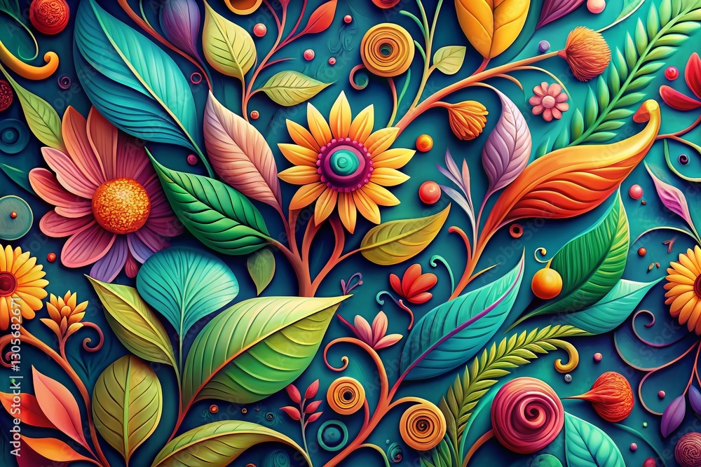 Poster whimsical nature repeating pattern backdrop - playful design element