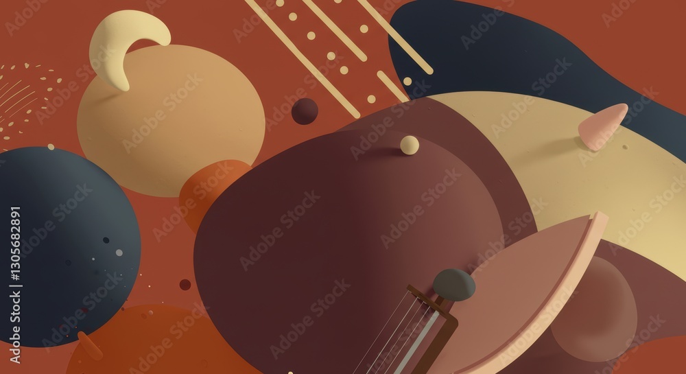 Poster abstract geometric background with colorful shapes and organic patterns
