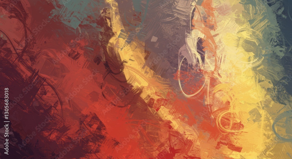 Poster abstract colorful texture with dynamic brush strokes and vibrant layers