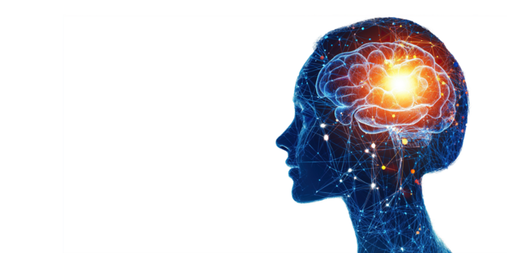 A Futuristic Concept of Human Intelligence on Transparent Background and Copy Space 
