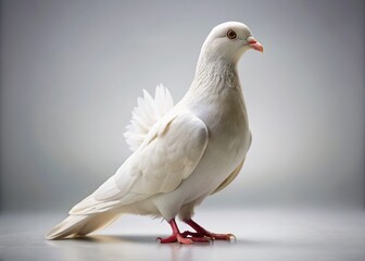 Obraz premium White Pigeon in Low Light, Dramatic Studio Shot, Bird Photography