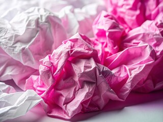 Wrinkled White and Pink Paper Background with Copy Space - Perfect for Text Overlay