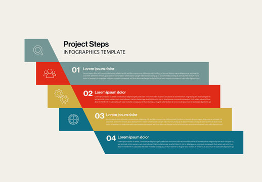 Timeline Project Steps Infographics Template with Long Rectangular Elements