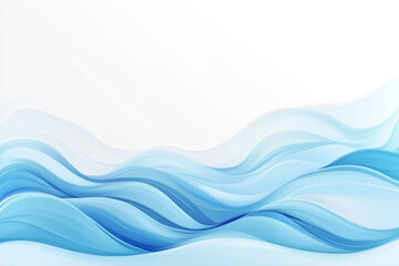 Fototapeta premium A series of overlapping, wavy blue shapes resembling ocean waves against a white background, creating a serene and abstract seascape.