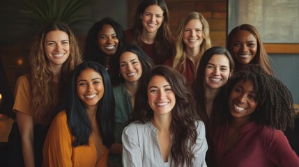 Obraz premium Diverse Group of Women Smiling in Casual Office Setting