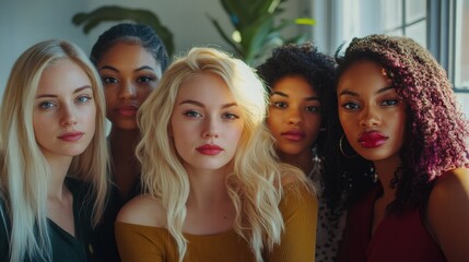Obraz premium Diverse Team of Women Posing Confidently in Office - Image