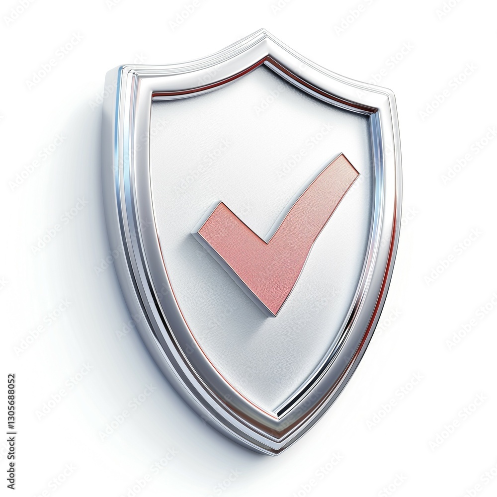 Poster stylized shield with a check mark symbolizing security and trust.