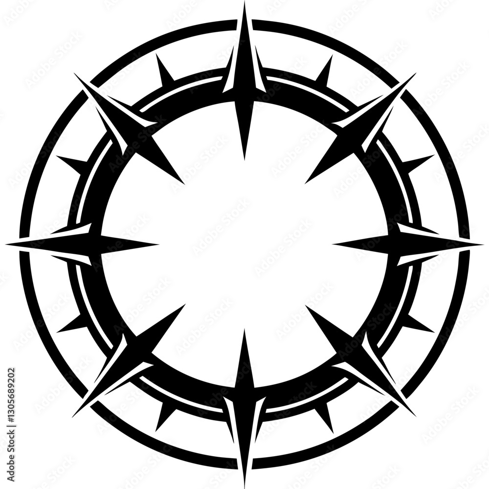Poster an eye-catching compass rose design with sharp, angular points and intricate details vector illustra