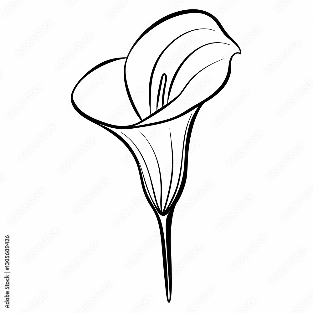 Poster a beautifully drawn calla lily with elegant lines and a simple aesthetic. it is perfect for use in a
