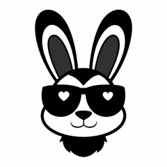 Fototapeta premium an illustrated rabbit wearing cool heart-shaped sunglasses with a fun, playful vibe vector illustration