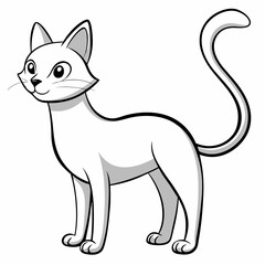 Obraz premium a cute white cat standing in an illustration pose with a curly tail vector illustration