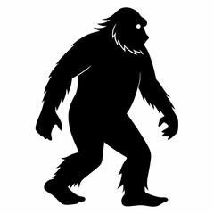 Bigfoot silhouette walking, mysterious creature of the forest. vector illustration