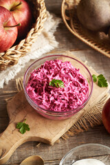 Beetroot salad with apples and sour cream