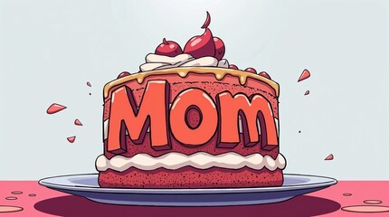 Cake with "Mom" decoration for birthday celebration