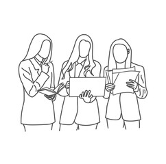 Vector business meeting discussion between the worker. Business training and presentation concept of line art design. continuous line drawing of office workers at a business meeting
