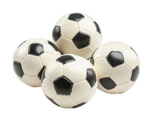 Soccer balls in action sports field. Isolated on transparent background, png.