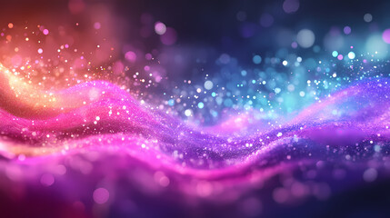 Obraz premium A vibrant abstract image showcasing colorful waves of light in purple, blue, and pink, creating a dynamic, fluid visual effect. Enchanted - Forest. Illustration