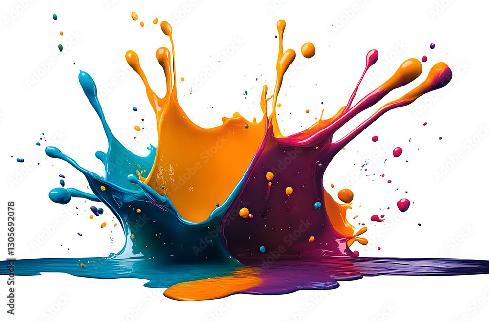 Poster colorful paint splash. isolated design element on the transparent background. generative ai.