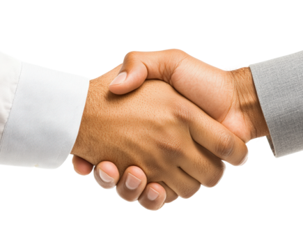 Business handshake trust & agreement. Isolated on transparent background, png.
