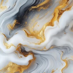 Ethereal Marble Effect with Swirling Gold and White Ink Creating Luxury Abstract Pattern for Premium Design