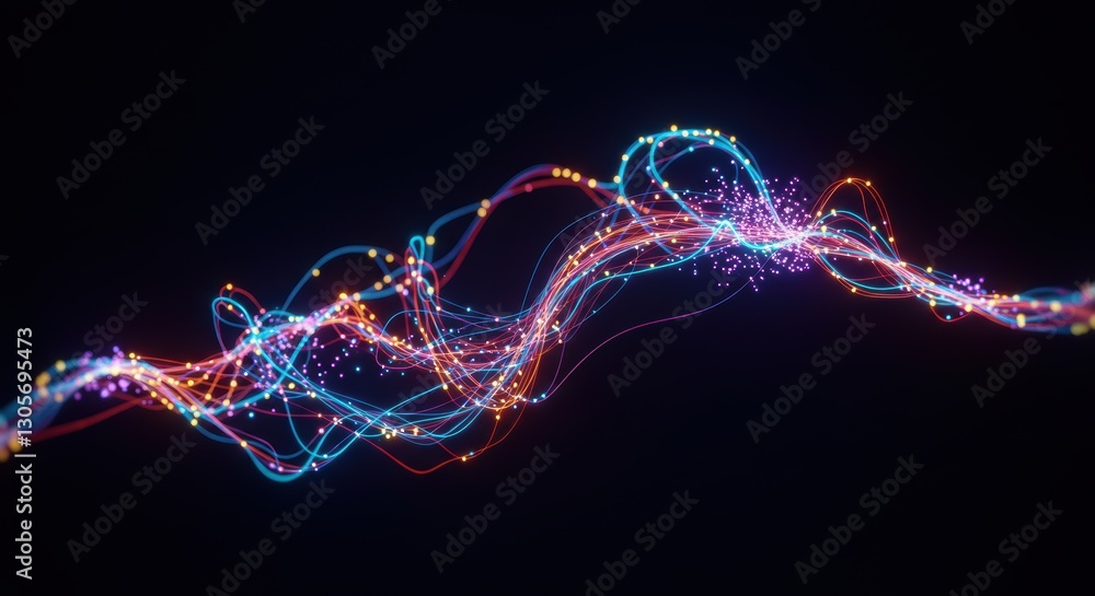 Poster dynamic abstract light trails on dark background capturing modern energy